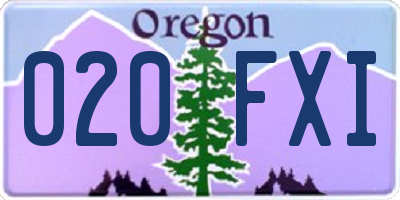 OR license plate 020FXI