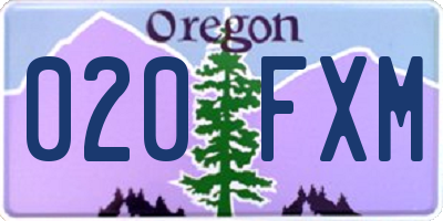 OR license plate 020FXM