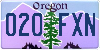 OR license plate 020FXN
