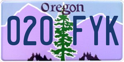 OR license plate 020FYK