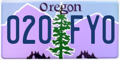OR license plate 020FYO