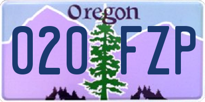 OR license plate 020FZP