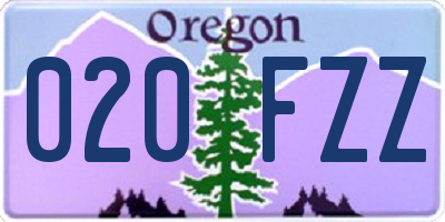 OR license plate 020FZZ