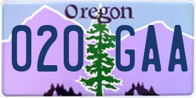 OR license plate 020GAA