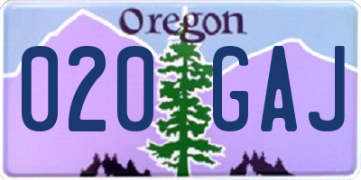 OR license plate 020GAJ