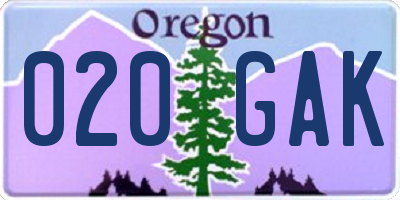 OR license plate 020GAK