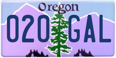 OR license plate 020GAL