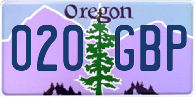 OR license plate 020GBP