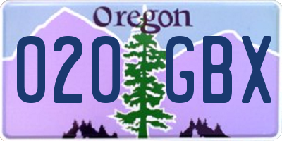 OR license plate 020GBX