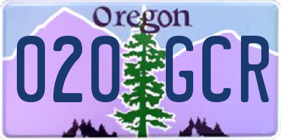 OR license plate 020GCR