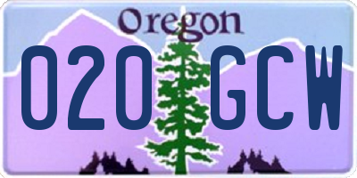 OR license plate 020GCW