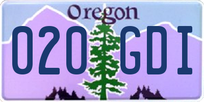 OR license plate 020GDI