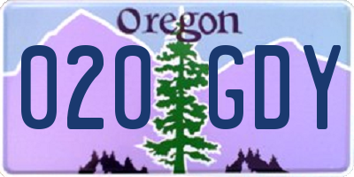OR license plate 020GDY