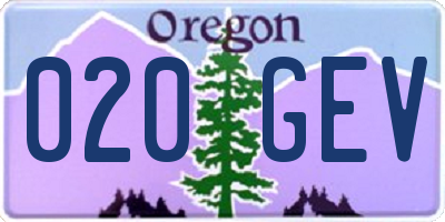 OR license plate 020GEV