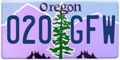 OR license plate 020GFW