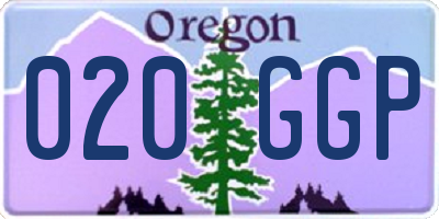 OR license plate 020GGP