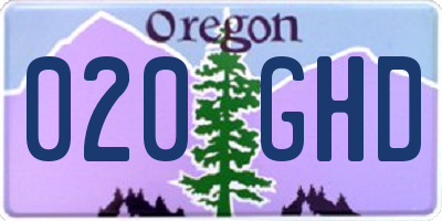 OR license plate 020GHD