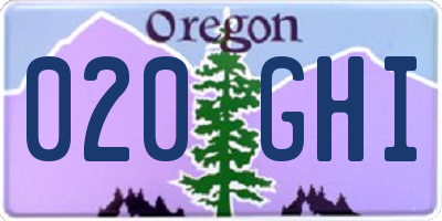 OR license plate 020GHI