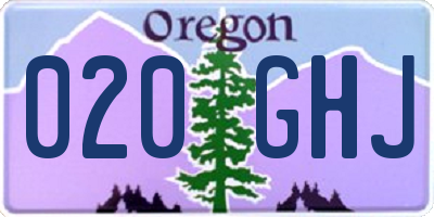 OR license plate 020GHJ