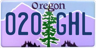 OR license plate 020GHL