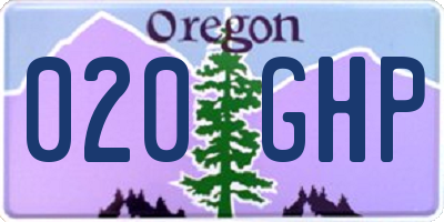 OR license plate 020GHP