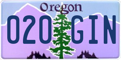OR license plate 020GIN