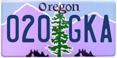 OR license plate 020GKA