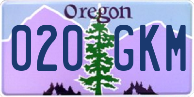 OR license plate 020GKM