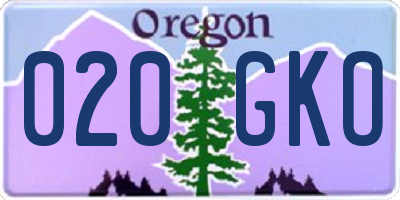 OR license plate 020GKO