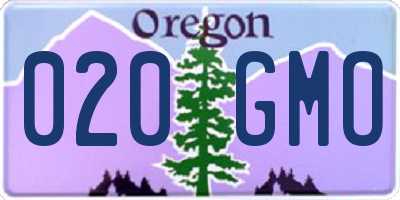 OR license plate 020GMO