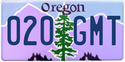 OR license plate 020GMT