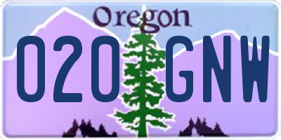 OR license plate 020GNW