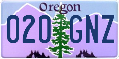 OR license plate 020GNZ