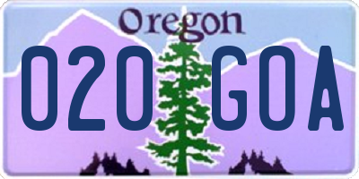 OR license plate 020GOA