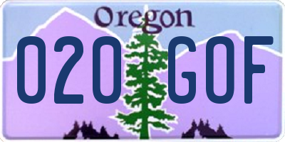 OR license plate 020GOF
