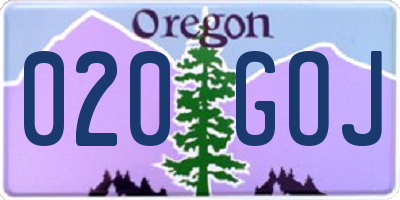 OR license plate 020GOJ
