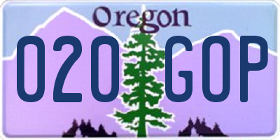 OR license plate 020GOP