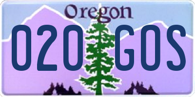 OR license plate 020GOS