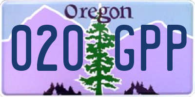 OR license plate 020GPP