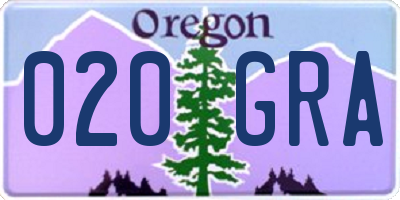 OR license plate 020GRA
