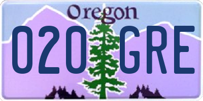 OR license plate 020GRE