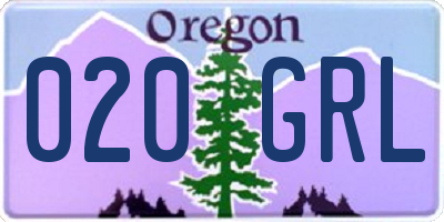 OR license plate 020GRL