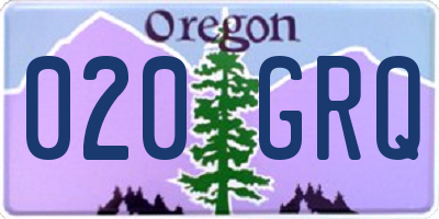 OR license plate 020GRQ