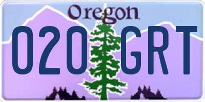 OR license plate 020GRT