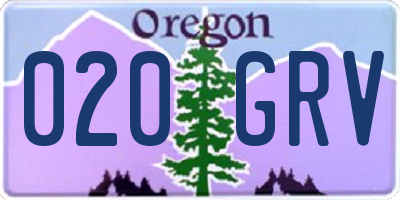 OR license plate 020GRV