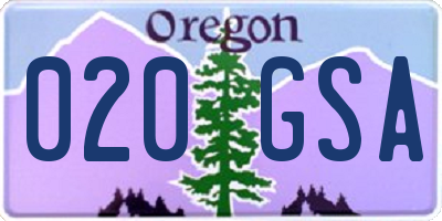 OR license plate 020GSA