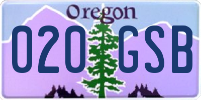 OR license plate 020GSB