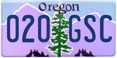 OR license plate 020GSC