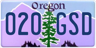 OR license plate 020GSD