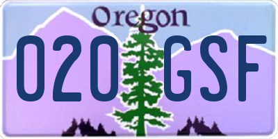OR license plate 020GSF